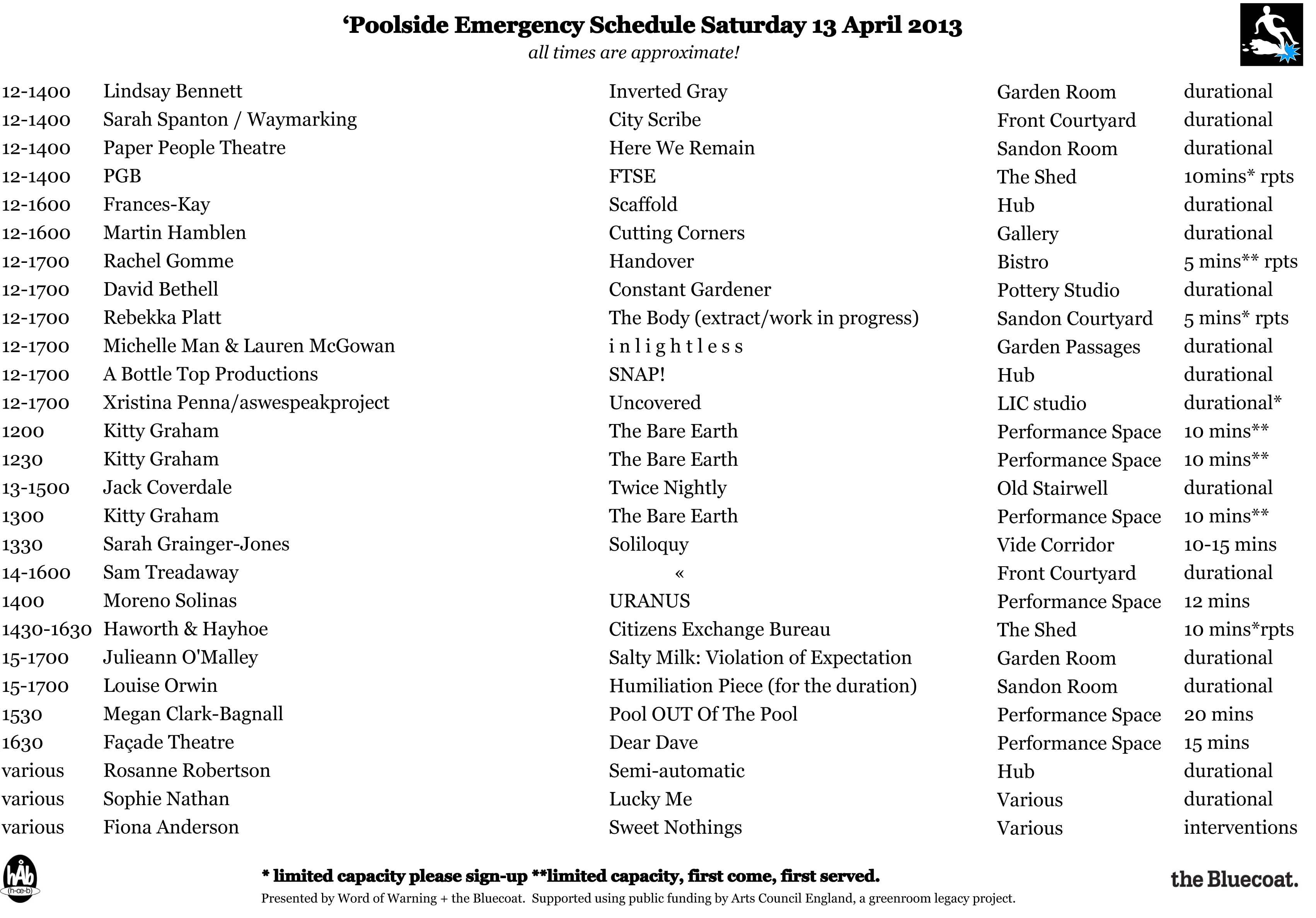 Poolside Schedule
