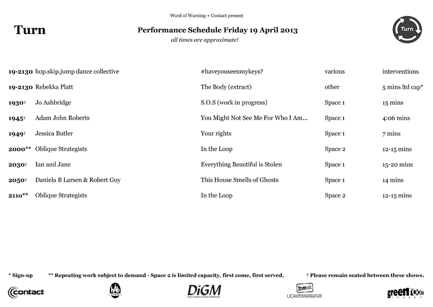 Turn Schedule Friday