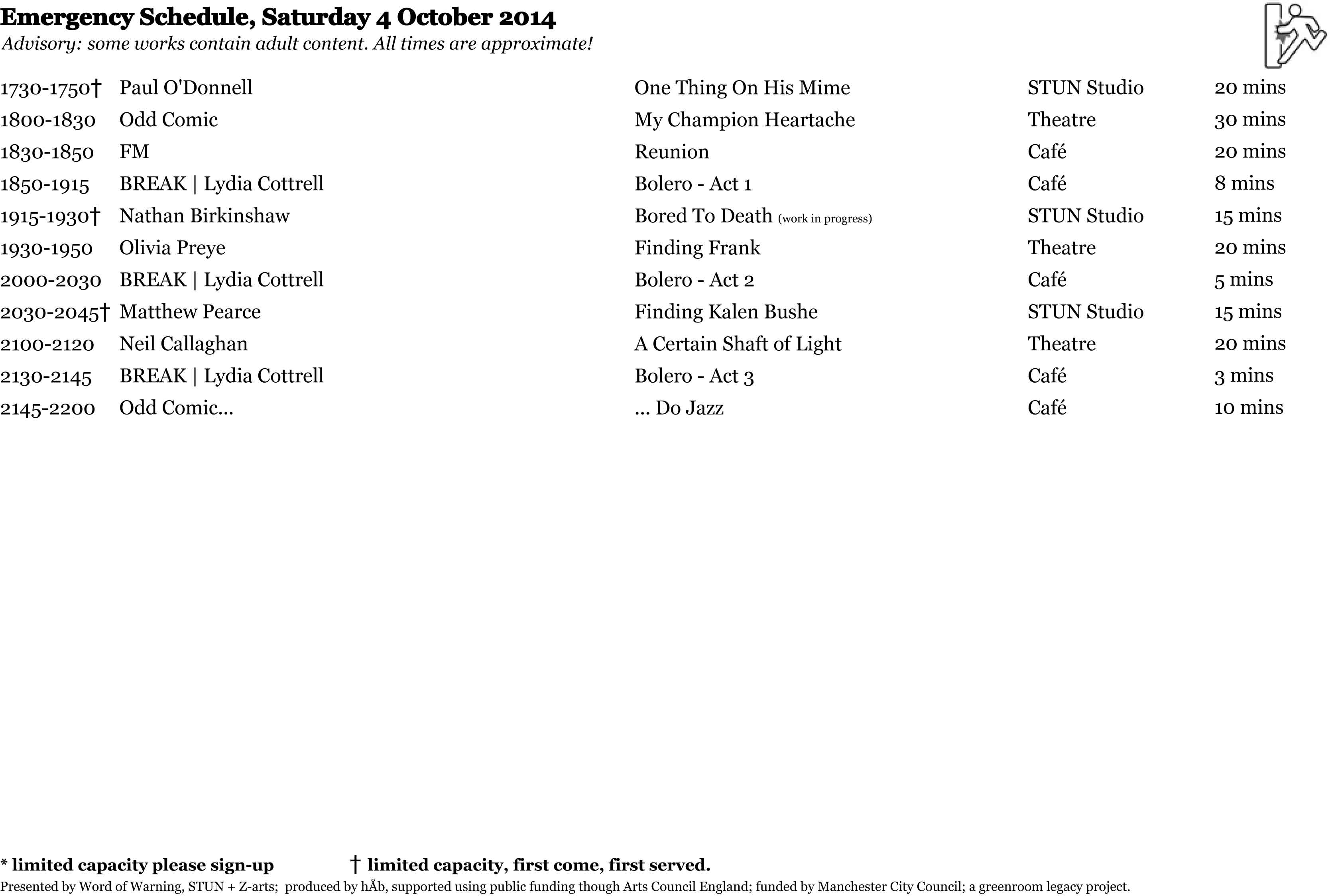 Schedule Evening